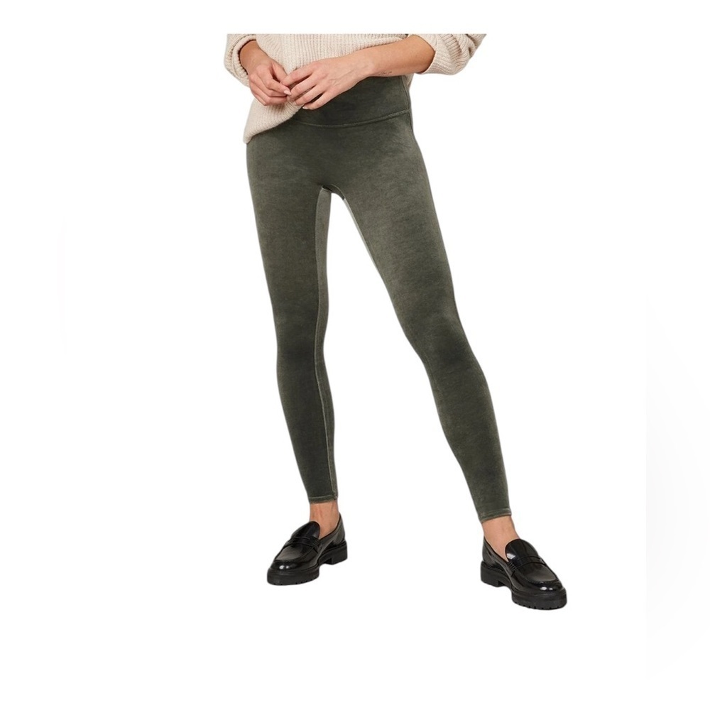 SPANX Velvet Dark Palm Green Leggings Small Whimsigoth Fairycore Soft Stretch